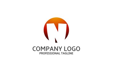 Letter N with strong color circle professional logo