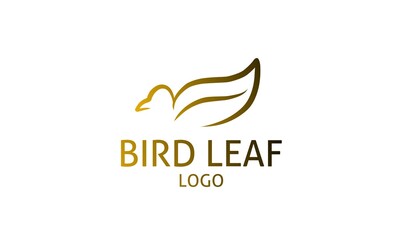 Bird and leaf simple line elegant logo design