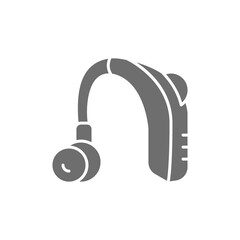 Naklejka premium Hearing aid receiver in ear canal gray icon.