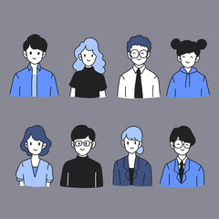 People avatar character set. Cartoon illustration.