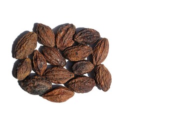 Terminalia Chebula or Haritaki Fruit Isolated on White Background with Copy Space, Also Known as Chebulic Myrobalan or Harad, Use as Ayurvedic Medicine