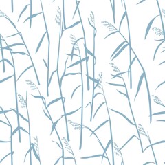 Reeds on a white background. Seamless vector pattern.