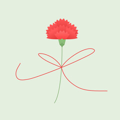 Vector illustration of red carnations with ribbon.