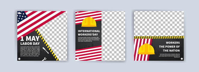 Labor Day. International Workers' Day. Banners vector for social media ads, web ads, business messages, discount flyers and big sale banner.