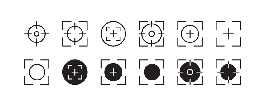 Focus, Focal Point, Target Icon Set. Vector Graphic Illustration. Suitable For Website Design, Logo, App, Template, And Ui. 