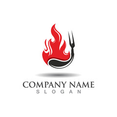 Hot grill logo template for business restaurant vector design creative