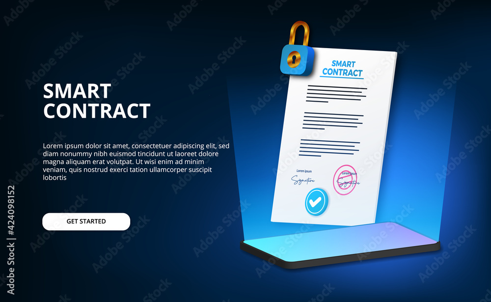 Wall mural 3d document file paper smart contract for digital technology for security privacy with phone and pad