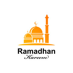 golden mosque for ramadhan kareem logo design