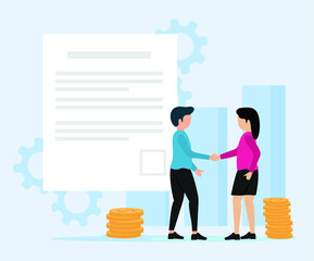 Business Partnership deal in flat design