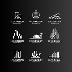 set collection luxury buildings logo design