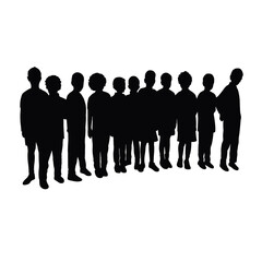 children waiting in line, silhouette vector
