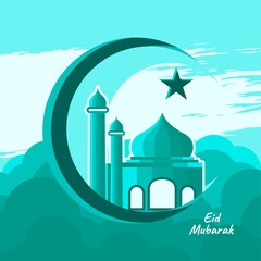 illustration vector graphic of eid mubarak paradise wallpaper