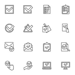 Check mark line icons set