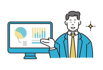 人物　ビジネス　プレゼン　説明