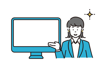 人物　ビジネス　プレゼン　説明