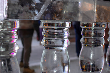 ice structure on a winter evening in the park