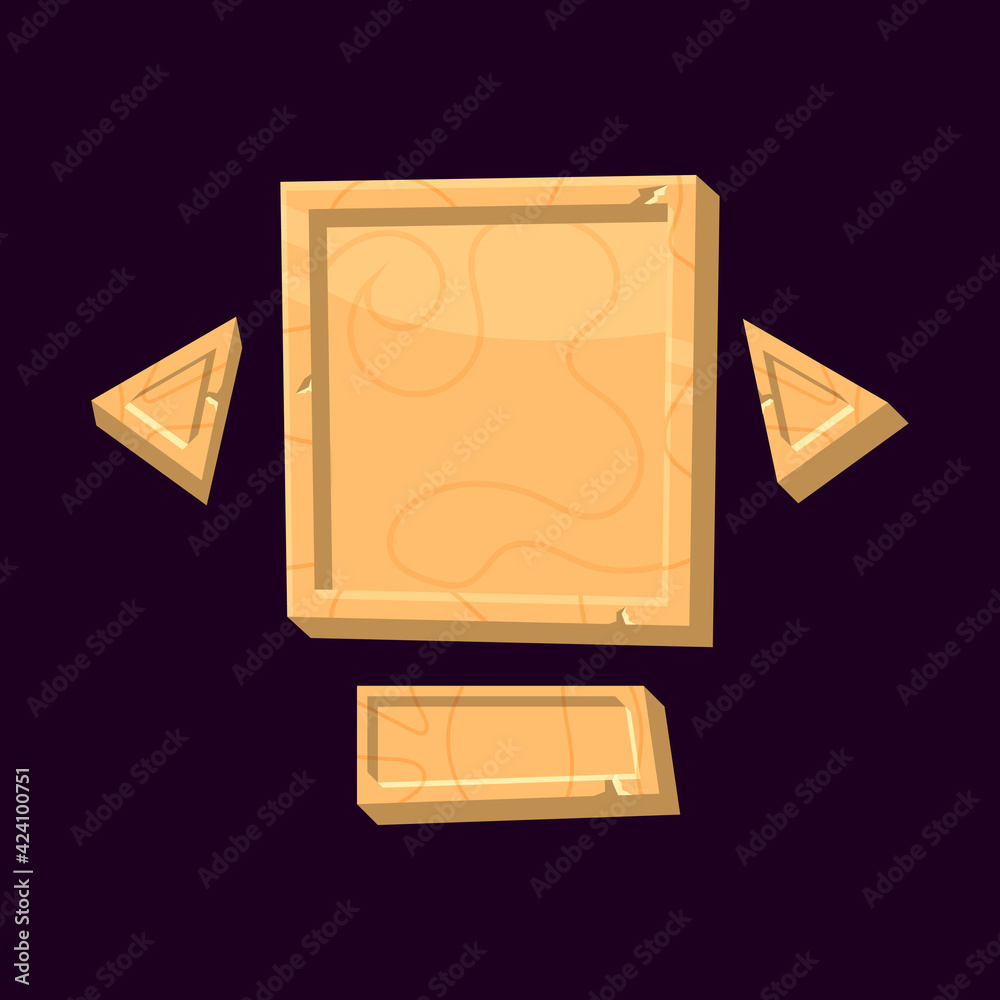Wall mural set of wooden game ui board pop up for gui asset elements vector illustration