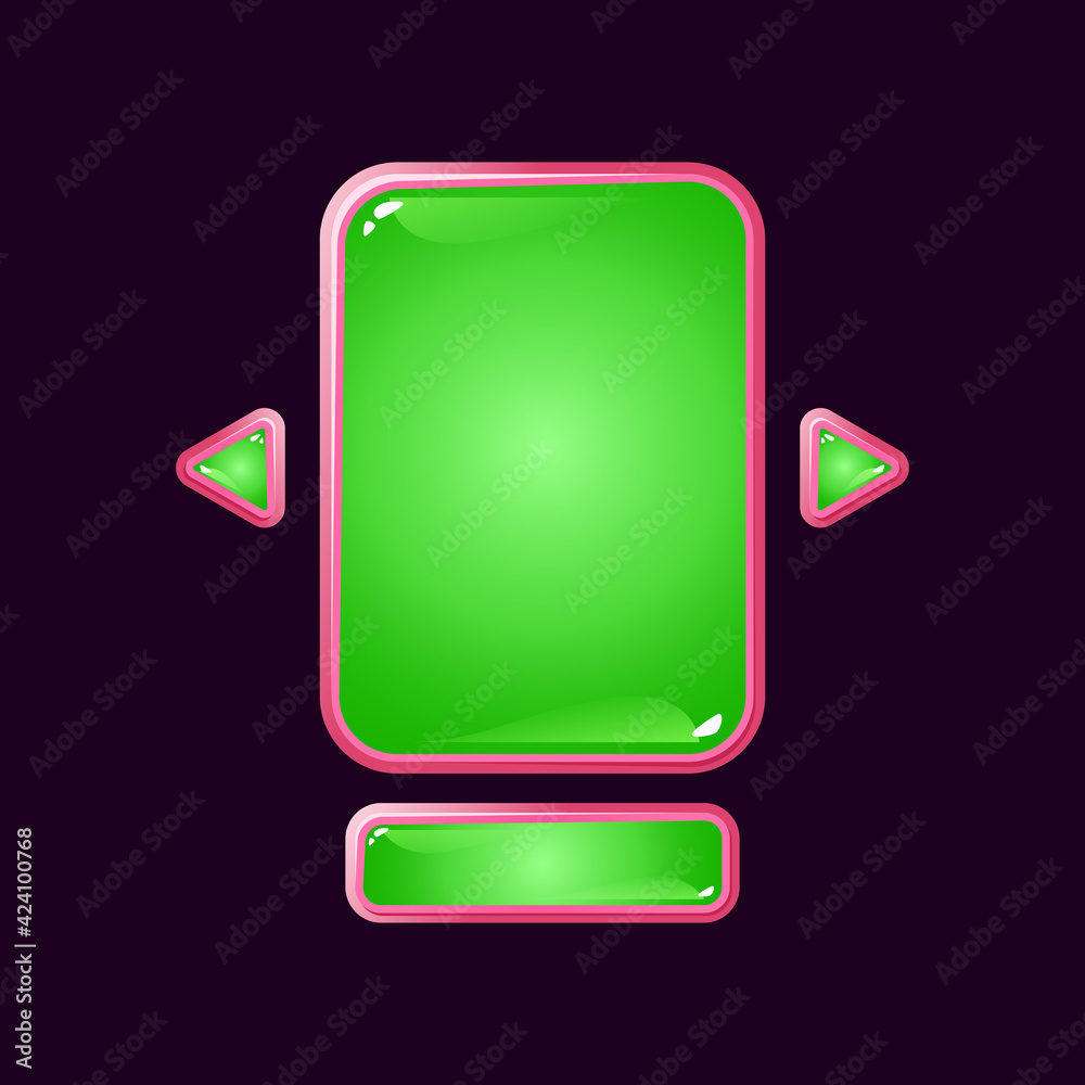 Wall mural set of casual pink jelly game ui board pop up for gui asset elements vector illustration