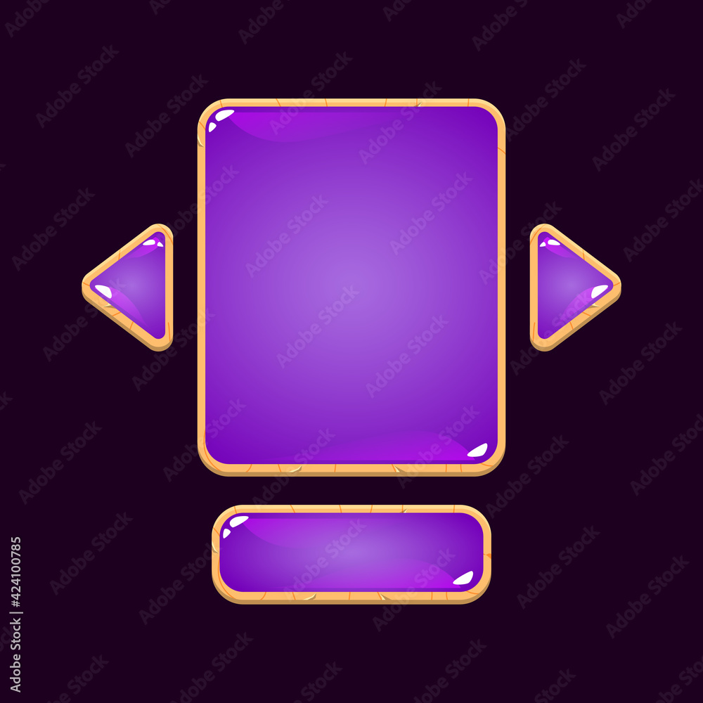 Wall mural set of wooden jelly game ui board pop up for gui asset elements vector illustration