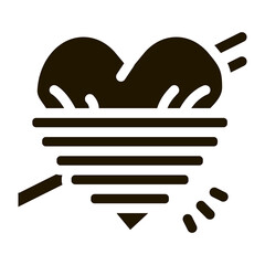 heart squeezed by rope glyph icon vector. heart squeezed by rope sign. isolated symbol illustration