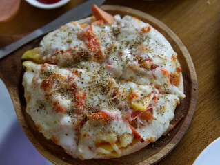 Hawaiian Pizza In the restaurant