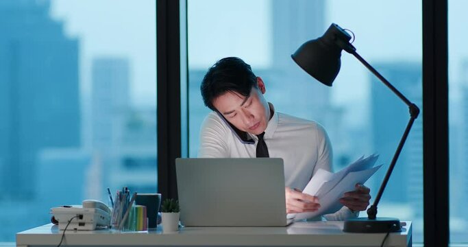 businessman work hard in office