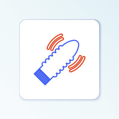 Line Dildo vibrator for sex games icon isolated on white background. Sex toy for adult. Vaginal exercise machines for intimate. Colorful outline concept. Vector