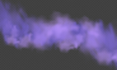 Purple fog or smoke.Purple dust with particles. Violet smoke or dust isolated on transparent background. Abstract mystical gas. Vector illustration.