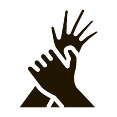 hand hold arm stop hit glyph icon vector. hand hold arm stop hit sign. isolated symbol illustration