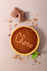 chocolate pie or tart- top view