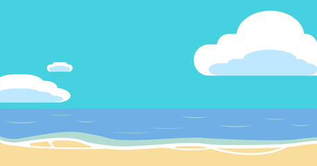 Fototapeta na wymiar ブログアイキャッチ向け　シンプルな昼の浜辺のイラスト