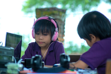 two boys learning from home