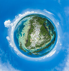 Fototapeta premium Tiny Planet bubble view of Koror, Palau
