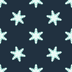 Line Snowflake icon isolated seamless pattern on black background. Vector