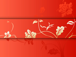 Fototapeta na wymiar The Chinese Red And Golden Floral Greeting Card Template