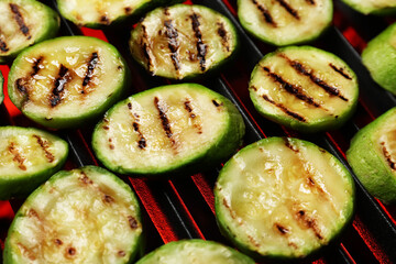 Tasty squash cooking on grill