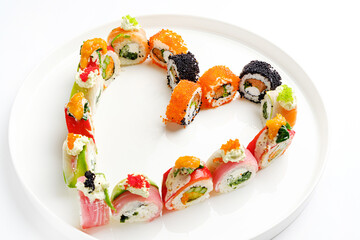 sushi set on the white plate