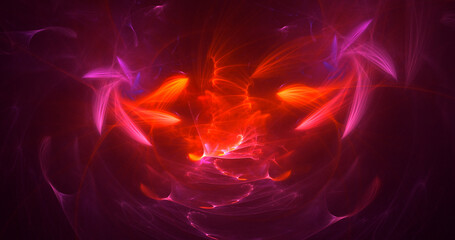 3D rendering abstract multicolor fractal light background