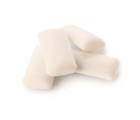 Tasty chewing gums on white background