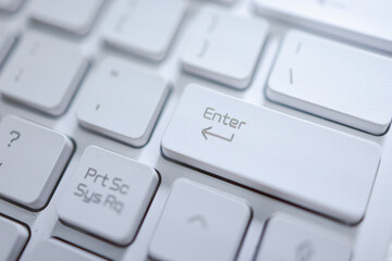Hands of business woman Pressing enter button on computer keyboard