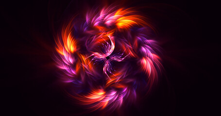 3D rendering abstract multicolor fractal light background