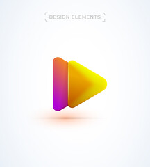Vector play button logo design template with glass blur effect
