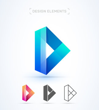 Play button logo, application icon design collection. Fluent, origami 3d style