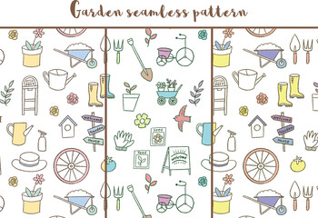 庭のイラスト_模様_シームレス_セット01