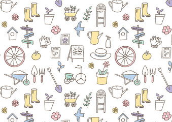 庭のイラスト_模様_シームレス01