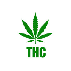 THC logo with green cannabis no drugs warning