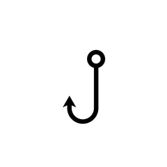 Fishing hook icon, silhouette, logo on white background