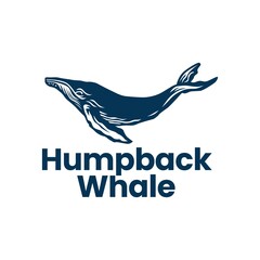 humpback whale outline monoline logo vector icon illustration
