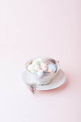 Easter Decoration on paper background. Soft focus. Copy space.	