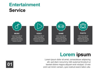 entertainment service design template perfect for brochures, marketing promotion, infographics etc